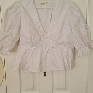 NWOT Tuckernuck White Ruffle Rela Blouse